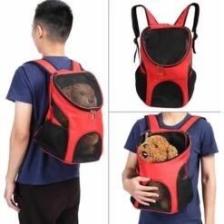 AIDUCHO Sac A Dos De Transport Pour Chien Chat, Mains Libres Ventilation Réglable Sac à Double Bandoulière Pour Porter Chien Chat Chinot Chaton Lapin Marcher Randonnée Voyager(Noir) -Cage, caisse et transport pour chien Soldes 32753298 5