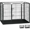 Relaxdays Enclos Pour Chiots Avec Fond, Parc Pour Petits Chiens, Lapins Et Chiots, Intérieur, Haut, Taille XL, Noir
