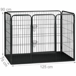 Relaxdays Enclos Pour Chiots Avec Fond, Parc Pour Petits Chiens, Lapins Et Chiots, Intérieur, Haut, Taille XL, Noir -Cage, caisse et transport pour chien Soldes 32828126 4