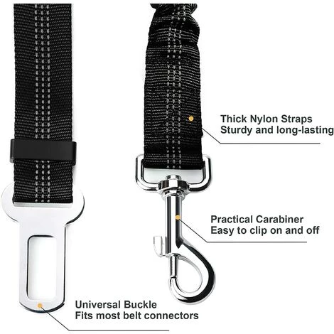 BETTERLIFE Lot De 2 Voiture Ceinture De Securite Pour Chien, Avec Absorption Des Chocs Et Mousqueton Elastique Reglable Pour Chien Harnais De Securite Superieure Pour Tous Les Chiens Et Chats, Noir 2 BETTERLIFE Lot De 2 Voiture Ceinture De Securite Pour Chien, Avec Absorption Des Chocs Et Mousqueton Elastique Reglable Pour Chien Harnais De Securite Superieure Pour Tous Les Chiens Et Chats, Noir – Image 2