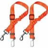 BETTERLIFE Lot De 2 Voiture Ceinture De Securite Pour Chien, Avec Absorption Des Chocs Et Mousqueton Elastique Reglable Pour Chien Harnais De Securite Superieure Pour Tous Les Chiens Et Chats, Orange