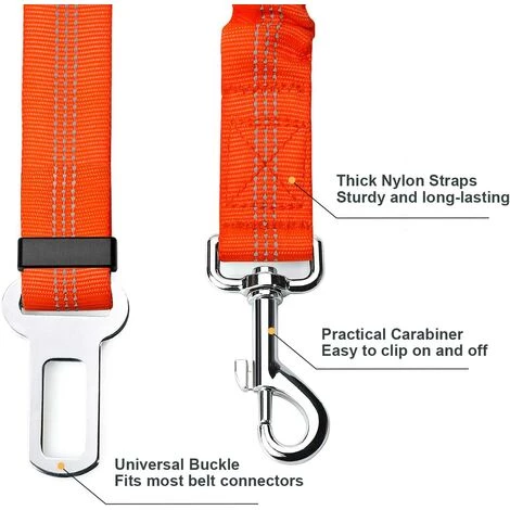 BETTERLIFE Lot De 2 Voiture Ceinture De Securite Pour Chien, Avec Absorption Des Chocs Et Mousqueton Elastique Reglable Pour Chien Harnais De Securite Superieure Pour Tous Les Chiens Et Chats, Orange 2 BETTERLIFE Lot De 2 Voiture Ceinture De Securite Pour Chien, Avec Absorption Des Chocs Et Mousqueton Elastique Reglable Pour Chien Harnais De Securite Superieure Pour Tous Les Chiens Et Chats, Orange – Image 2