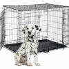 Relaxdays Cage Pour Chien Pliante Boîte Transport Voiture Box Pour Chiot 2 Portes Bac Fond Box Grillage Métal XXXL Noir