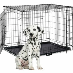 Relaxdays Cage Pour Chien Pliante Boîte Transport Voiture Box Pour Chiot 2 Portes Bac Fond Box Grillage Métal XXXL Noir