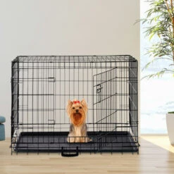 Relaxdays Cage Pour Chien Pliante Boîte Transport Voiture Box Pour Chiot 2 Portes Bac Fond Box Grillage Métal XXXL Noir -Cage, caisse et transport pour chien Soldes 34033838 4