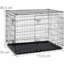 Relaxdays Cage Pour Chien Pliante Boîte Transport Voiture Box Pour Chiot 2 Portes Bac Fond Box Grillage Métal XXXL Noir -Cage, caisse et transport pour chien Soldes 34033838 5