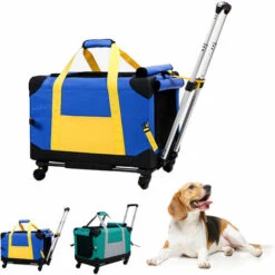 ASUPERMALL Pet Carrier Roulant Pet Carrier Avec Amovible Roues Telescopique Poignee De Marche Pour Chiens Ou Chats Poids Moins De 15 Kg, Bleu - Bleu