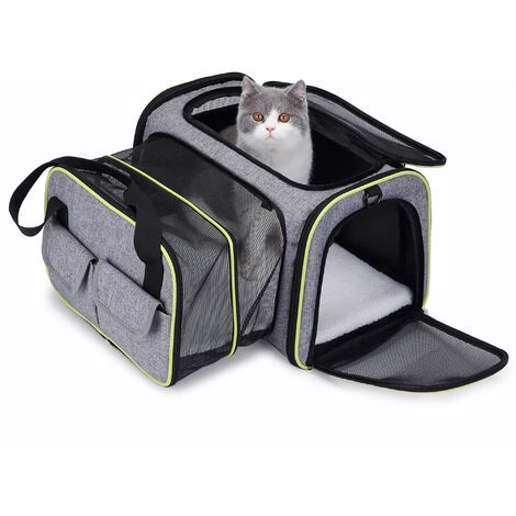 DADYPET Extensible 600D Materiel Voyage Pet Carrier Doux Sided Pliable Chien Chat Sac De Transport Avec Polaire Mat Grand Espace Facile A Transporter Sur Les Bagages, Gris, L 4 DADYPET Extensible 600D Materiel Voyage Pet Carrier Doux Sided Pliable Chien Chat Sac De Transport Avec Polaire Mat Grand Espace Facile A Transporter Sur Les Bagages, Gris, L – Image 4