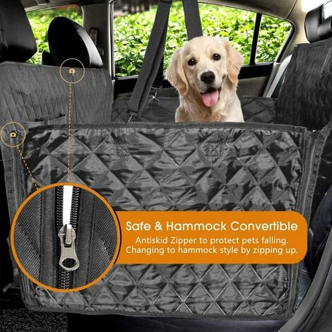 DONTODENT Housse De Siège De Voiture Pour Chien 100% Imperméable, Housse De Siège Pour Chien Avec Ailes Latérales, Housse De Siège Arrière Pour Animal De Compagnie-noir, Hamac Convertible B 2 DONTODENT Housse De Siège De Voiture Pour Chien 100% Imperméable, Housse De Siège Pour Chien Avec Ailes Latérales, Housse De Siège Arrière Pour Animal De Compagnie-noir, Hamac Convertible B – Image 2