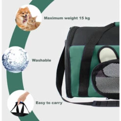 TODECO Sac De Transport Pour Animaux, Sac Pour Chats Et Chiens, 50 X 31 X 29 Cm, Vert, Matériau: Mesh Material, Polyester - Vert -Cage, caisse et transport pour chien Soldes 35074826 3