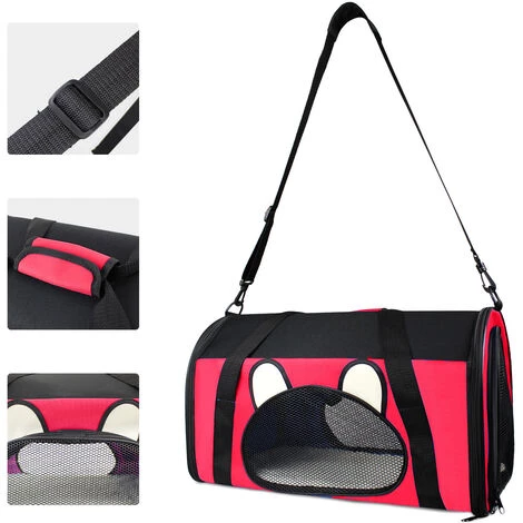 TODECO Sac De Transport Pour Animaux, Sac Pour Chats Et Chiens, 50 X 31 X 29 Cm, Rouge, Matériau: Mesh Material, Polyester - Rouge 2 TODECO Sac De Transport Pour Animaux, Sac Pour Chats Et Chiens, 50 X 31 X 29 Cm, Rouge, Matériau: Mesh Material, Polyester - Rouge – Image 2