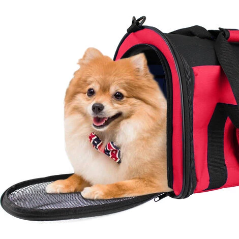 TODECO Sac De Transport Pour Animaux, Sac Pour Chats Et Chiens, 50 X 31 X 29 Cm, Rouge, Matériau: Mesh Material, Polyester - Rouge 4 TODECO Sac De Transport Pour Animaux, Sac Pour Chats Et Chiens, 50 X 31 X 29 Cm, Rouge, Matériau: Mesh Material, Polyester - Rouge – Image 4