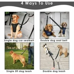 THSINDE Ceinture De Sécurité Pour Chien Double, Ceinture De Sécurité Pour Voiture Pour Animaux De Compagnie, Ceinture De Sécurité Pour Appuie-tête, Laisse De Chien Réglable, Détachable Et Sans Enchevêtrement, Séparateur élastique Réfléchissant Pour Les Déplacemen -Cage, caisse et transport pour chien Soldes 35099831 4
