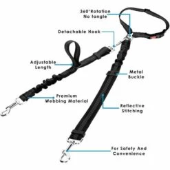 THSINDE Ceinture De Sécurité Pour Chien Double, Ceinture De Sécurité Pour Voiture Pour Animaux De Compagnie, Ceinture De Sécurité Pour Appuie-tête, Laisse De Chien Réglable, Détachable Et Sans Enchevêtrement, Séparateur élastique Réfléchissant Pour Les Déplacemen -Cage, caisse et transport pour chien Soldes 35099831 5