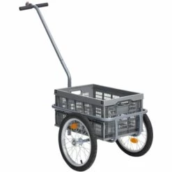 VidaXL Remorque De Vélo Avec Boîte De Transport Pliable 50L Gris 50 Kg - Gris