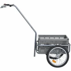 VidaXL Remorque De Vélo Avec Boîte De Transport Pliable 50L Gris 50 Kg - Gris -Cage, caisse et transport pour chien Soldes 35848210 4