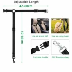 ILOVEMILAN Ceinture De Sécurité Pour Chien, Ceinture De Sécurité Réglable En 2 Parties, Parfaite Pour La Ceinture De Remorquage De Voiture, Noir -Cage, caisse et transport pour chien Soldes 36215803 4