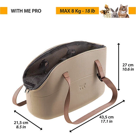 Ferplast WITH ME PRO Sac Avec Filet De Protection Pour Le Transport De Petits Chiens Ou Lapins. Variante WITH-ME PRO - Mesures: 21.5 X 43.5 X H 27 Cm - Taupe - Taupe 2 Ferplast WITH ME PRO Sac Avec Filet De Protection Pour Le Transport De Petits Chiens Ou Lapins. Variante WITH-ME PRO - Mesures: 21.5 X 43.5 X H 27 Cm - Taupe - Taupe – Image 2