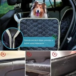 LITZEE Backseat Cover For Car, Truck Or SUV For Dogs, 100% Waterproof, With Robust Mesh Window, Non-slip, Universal, Scratch Resistant -Cage, caisse et transport pour chien Soldes 36737384 3