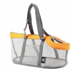 BETTERLIFE Sac De Transport Pour Chat Chien, Sac à Main Pour Animaux De Compagnie En Maille Respirant Sac De Voyage Grande Capacité Confortable Sacoche À Bandoulière Portable Pour Chiot Petits Chiens Chats(Gris+Orange)