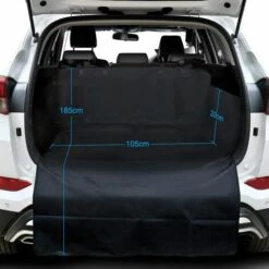 Kueatily Tapis De Coffre De Voiture Universel étanche Avec Rabat Pare-chocs, Compatible Avec Voitures, 4x4, Breaks, Camions, Hayon, SUV (long, Noir) -Cage, caisse et transport pour chien Soldes 36879472 5
