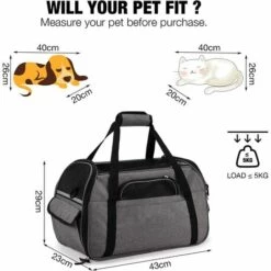 BETTERLIFE Sac Transport Pour Chat/Petit Chien/Lapin, Panier Transport Cabine Pour Petit Animal, Sac Porté Main/Bandoulière Pour Voyage En Train/Voiture/Avion Homologué(Gris) 7 BETTERLIFE Sac Transport Pour Chat/Petit Chien/Lapin, Panier Transport Cabine Pour Petit Animal, Sac Porté Main/Bandoulière Pour Voyage En Train/Voiture/Avion Homologué(Gris) -Cage, caisse et transport pour chien Soldes 37660160 3