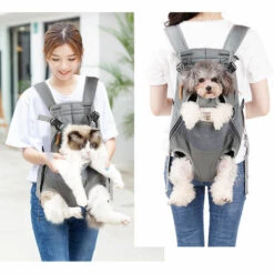 DONTODENT Sacs à Dos Pour Chiens Chiens De Taille Moyenne Sac De Transport Pour Chien Sac De Chien Sac De Transport Réglable Sac à Dos Pour La Randonnée, Les Voyages, Camping, Soutienjusqu'à 12 Kg Gris