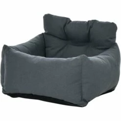 PawHut Sac De Transport Pour Chien Chat - Siège Auto Pour Chien Chat - Housse De Siège Pour Chien Chat - Déhoussable, Sangles Ajustables, Attache - Coton Gris - Gris