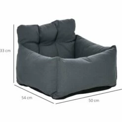 PawHut Sac De Transport Pour Chien Chat - Siège Auto Pour Chien Chat - Housse De Siège Pour Chien Chat - Déhoussable, Sangles Ajustables, Attache - Coton Gris - Gris -Cage, caisse et transport pour chien Soldes 37971875 3