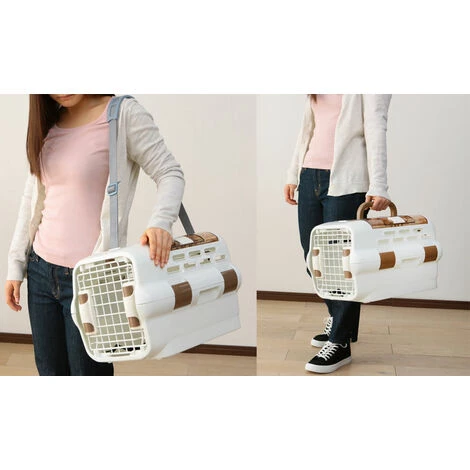 Iris Ohyama, Caisse De Transport / Cage De Transport Avec Laisses 2 Portes Amovibles (devant & Dessus), Poignée, Ventilation Optimale Pour Chat, Chien, Rongeur - Pet Drive Carrier PDPC-500, Blanc 3 Iris Ohyama, Caisse De Transport / Cage De Transport Avec Laisses 2 Portes Amovibles (devant & Dessus), Poignée, Ventilation Optimale Pour Chat, Chien, Rongeur - Pet Drive Carrier PDPC-500, Blanc – Image 3