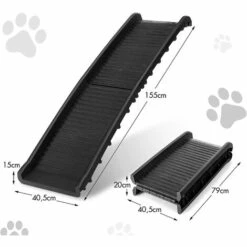 GOPLUS Rampe Pour Animaux De Compagnie Pliable En Plastique, Rampe D’Accès Pour Animaux, Voiture, Surface Antidérapante, Légère Et Transport Facile, Charge 75KG, 155 X 39 X 15CM -Cage, caisse et transport pour chien Soldes 40243135 5
