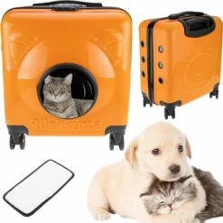 PrimeMatik - Valise De Transport Des Animaux De Compagnie En Plastique Rigide Orange -Cage, caisse et transport pour chien Soldes 40439569 3