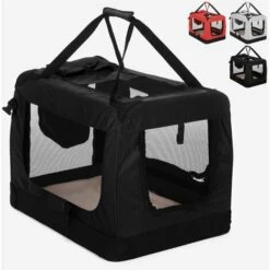 BELLA PET Sac De Transport En Tissu Pliable Pour Chiens Et Chats Moyen 68,5x48x50cm Oliver L | Noir