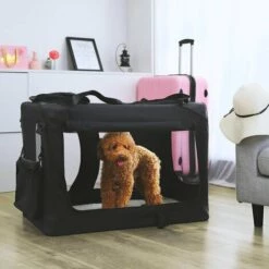 BELLA PET Sac De Transport En Tissu Pliable Pour Chiens Et Chats Moyen 68,5x48x50cm Oliver L | Noir -Cage, caisse et transport pour chien Soldes 40467641 3