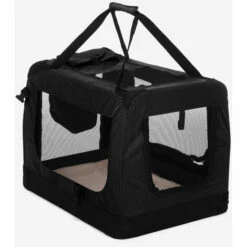 BELLA PET Sac De Transport En Tissu Pliable Pour Chiens Et Chats Moyen 68,5x48x50cm Oliver L | Noir -Cage, caisse et transport pour chien Soldes 40467641 5