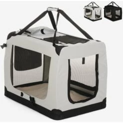 BELLA PET Sac De Transport En Tissu Pliable Pour Chiens Et Chats De Taille Moyenne 78x53,5x58cm Oliver XL | Gris