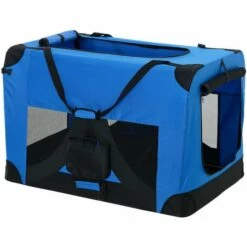 [pro.tec] Cage De Transport Pour Chien Box De Transport Pour Chien Chenil Polyester Pliant Bleu Taille XXL
