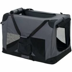 [pro.tec] Cage De Transport Pour Chien Box De Transport Pour Chien Chenil Polyester Pliant Gris Taille XL