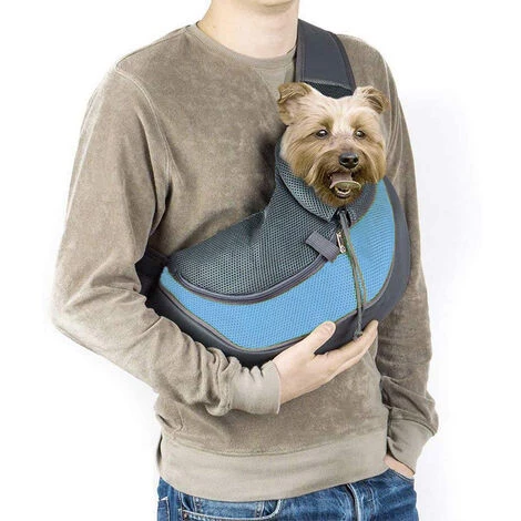 LONGZIMING Pet Sling Carrier, Petit Chien Chat Sling Sac De Transport Pour Animaux De Compagnie Sûr Réversible Confortable Lavable En Machine Poche Réglable Simple Épaule, S, Bleu Clair 2 LONGZIMING Pet Sling Carrier, Petit Chien Chat Sling Sac De Transport Pour Animaux De Compagnie Sûr Réversible Confortable Lavable En Machine Poche Réglable Simple Épaule, S, Bleu Clair – Image 2