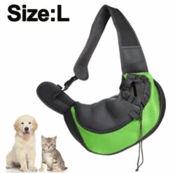 LONGZIMING Pet Sling Carrier, Petit Chien Chat Sling Sac De Transport Pour Animaux De Compagnie Sûr Réversible Confortable Lavable En Machine Poche Réglable Simple Épaule, L, Vert