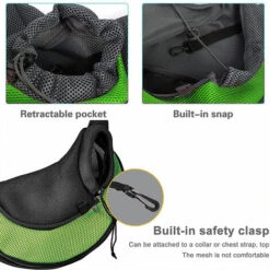 LONGZIMING Pet Sling Carrier, Petit Chien Chat Sling Sac De Transport Pour Animaux De Compagnie Sûr Réversible Confortable Lavable En Machine Poche Réglable Simple Épaule, L, Vert -Cage, caisse et transport pour chien Soldes 41348711 4