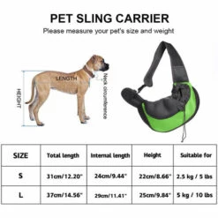 LONGZIMING Pet Sling Carrier, Petit Chien Chat Sling Sac De Transport Pour Animaux De Compagnie Sûr Réversible Confortable Lavable En Machine Poche Réglable Simple Épaule, L, Vert -Cage, caisse et transport pour chien Soldes 41348711 5