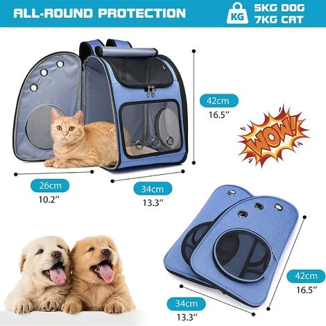 ECHOO Sac A Dos Transport Chien,Sac à Dos Pour Animal De Compagnie Pliable,Bandoulière Réglable,Tapis En Laine Lavable,Respirant Sac à Dos De Transport Pour Chat Pour Randonnée Camping Plein Air,Bleu 2 ECHOO Sac A Dos Transport Chien,Sac à Dos Pour Animal De Compagnie Pliable,Bandoulière Réglable,Tapis En Laine Lavable,Respirant Sac à Dos De Transport Pour Chat Pour Randonnée Camping Plein Air,Bleu – Image 2