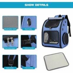 ECHOO Sac A Dos Transport Chien,Sac à Dos Pour Animal De Compagnie Pliable,Bandoulière Réglable,Tapis En Laine Lavable,Respirant Sac à Dos De Transport Pour Chat Pour Randonnée Camping Plein Air,Bleu 9 ECHOO Sac A Dos Transport Chien,Sac à Dos Pour Animal De Compagnie Pliable,Bandoulière Réglable,Tapis En Laine Lavable,Respirant Sac à Dos De Transport Pour Chat Pour Randonnée Camping Plein Air,Bleu -Cage, caisse et transport pour chien Soldes 41379461 5
