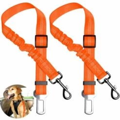 LONGZIMING Ceinture De Sécurité Pour Chien, 2 Paquets De Ceinture De Sécurité Réglable Pour Voiture Pour Animaux De Compagnie, Harnais De Voiture Pour Chien élastique Et Durable, Ceinture De Sécurité Pour Véhicule En Nylon Réfléchissant Pour Petit Chien De Grande Ta