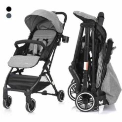 COSTWAY Poussette Combinée De Bébé Pliant Poussette Canne Compacte Pour Voyage Sécurité à 5 Points Accoudoir Réglable Vert Gris