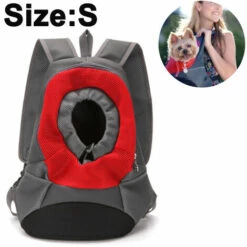 LONGZIMING Sac à Dos Pour Animaux De Compagnie, Sac Avant Chien Chat Avec Tête Respirante Pour Petits Chiens De Taille Moyenne Pour Les Randonnées De Voyage En Plein Air, Rouge, S