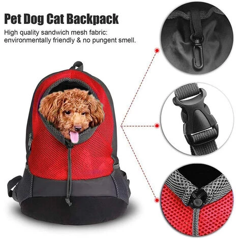 LONGZIMING Sac à Dos Pour Animaux De Compagnie, Sac Avant Chien Chat Avec Tête Respirante Pour Petits Chiens De Taille Moyenne Pour Les Randonnées De Voyage En Plein Air, Rouge, S 4 LONGZIMING Sac à Dos Pour Animaux De Compagnie, Sac Avant Chien Chat Avec Tête Respirante Pour Petits Chiens De Taille Moyenne Pour Les Randonnées De Voyage En Plein Air, Rouge, S – Image 4