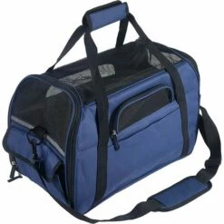 TANABATA Sac Transport Pour Chat/Petit Chien/Lapin, Panier Transport Cabine Pour Petit Animal, Sac Porté Main/Bandoulière Pour Voyage En Train/Voiture/Avion Homologué(M Marine)