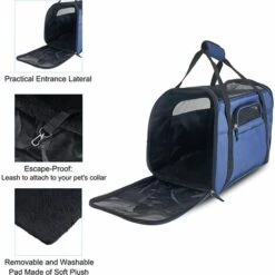 TANABATA Sac Transport Pour Chat/Petit Chien/Lapin, Panier Transport Cabine Pour Petit Animal, Sac Porté Main/Bandoulière Pour Voyage En Train/Voiture/Avion Homologué(M Marine) -Cage, caisse et transport pour chien Soldes 41997722 4